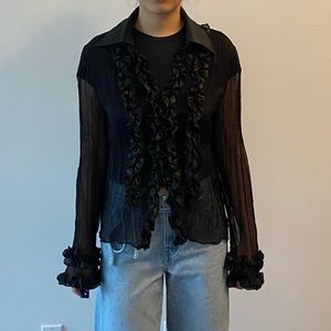 Sheer ruffle blouse